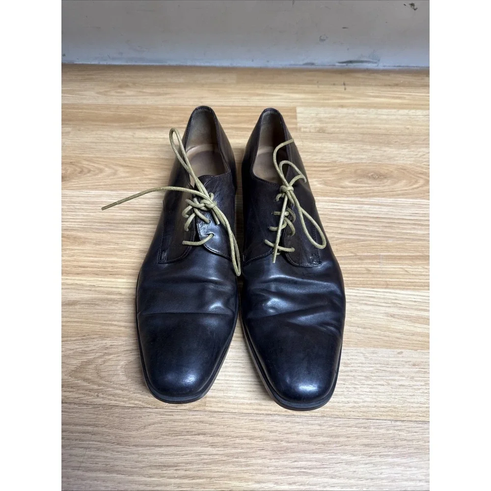 Hugo Boss Men's Size 10 Dark Brown Leather Oxford Dress Shoe‎ Made In Italy
